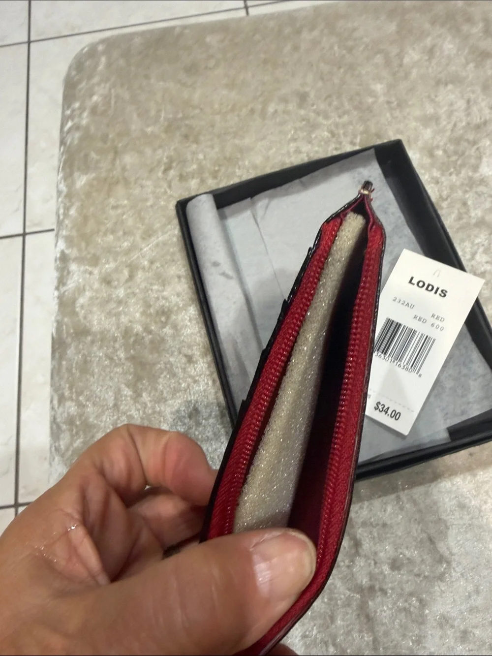 Lodis Red Leather Women’s Card Wallet with Snap Strap and Zip